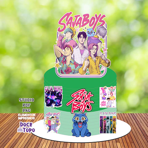 Arquivo Topo de Bolo Guerreiras do Kpop Saja Boys 