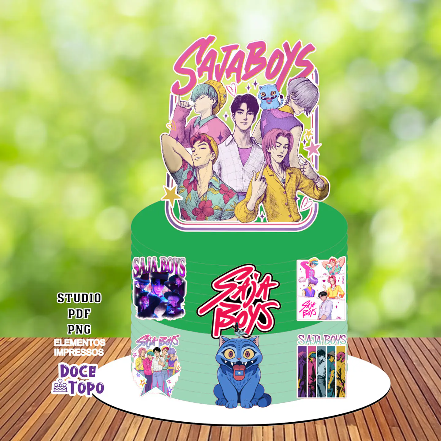 Arquivo Topo de Bolo Guerreiras do Kpop Saja Boys  1