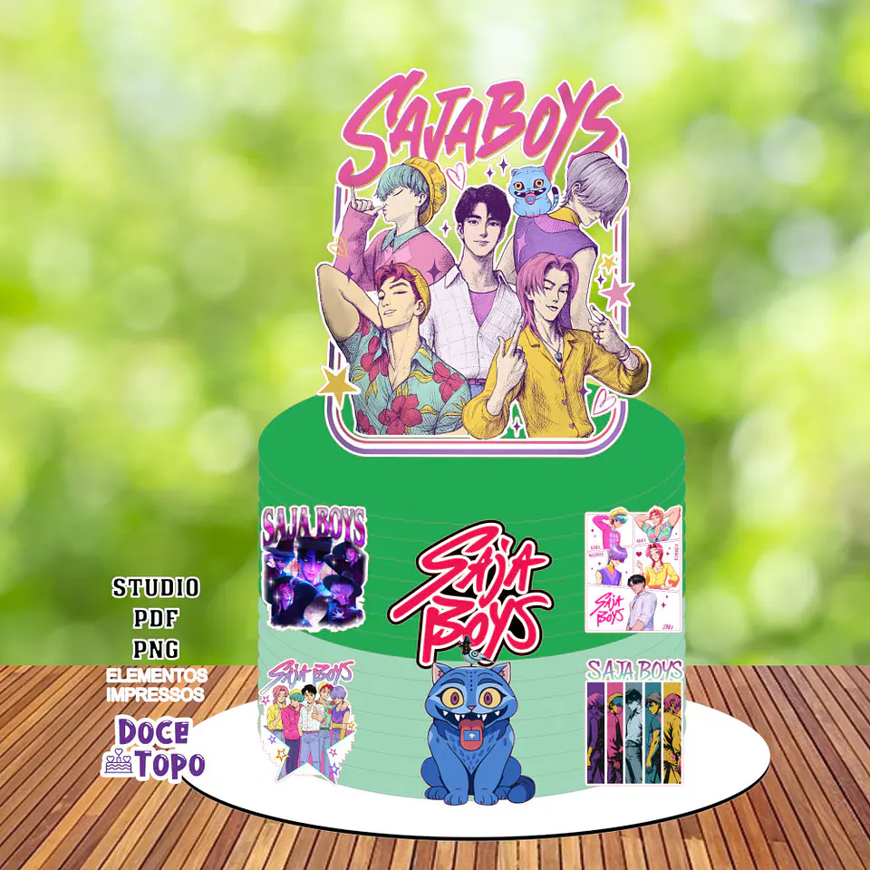 Arquivo Topo de Bolo Guerreiras do Kpop Saja Boys  1