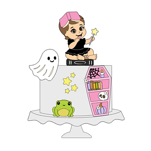 Arquivo Topo de Bolo Halloween Bebê com Livro