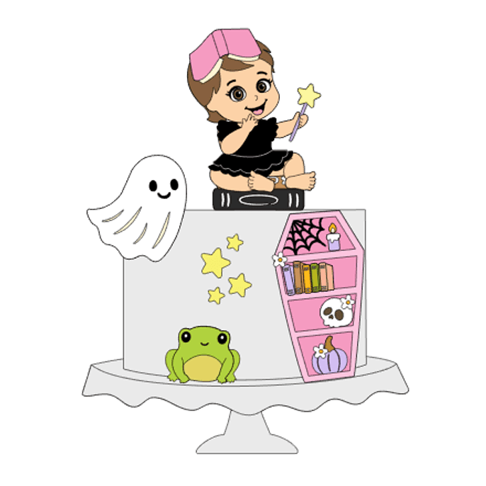 Arquivo Topo de Bolo Halloween Bebê com Livro 1