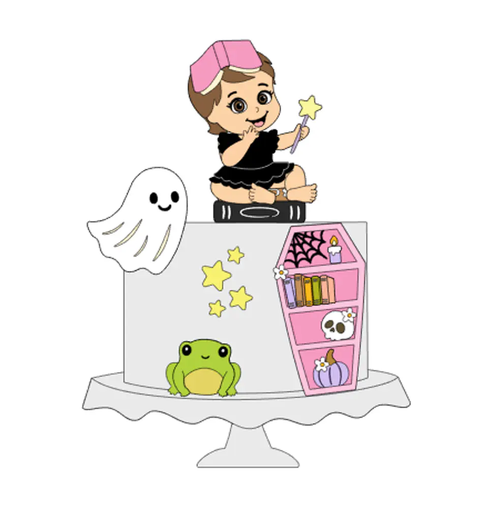 Arquivo Topo de Bolo Halloween Bebê com Livro 1