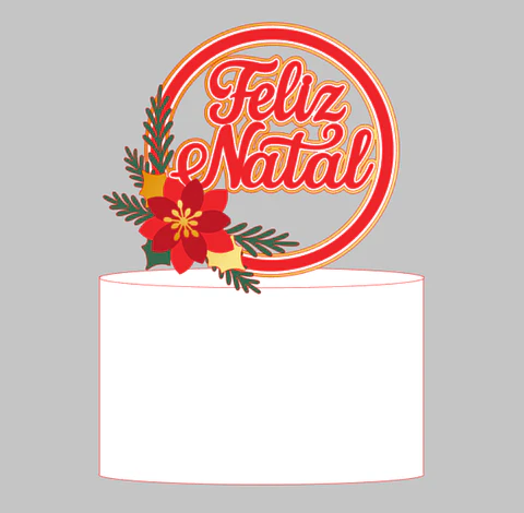 Arquivo Topo de Bolo Circular Feliz Natal