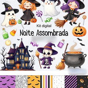 Kit Digital Halloween Noite Assombrada - Balloon Criativo