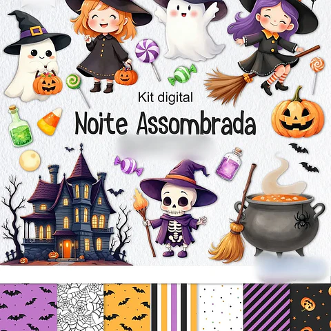 Kit Digital Halloween Noite Assombrada - Balloon Criativo