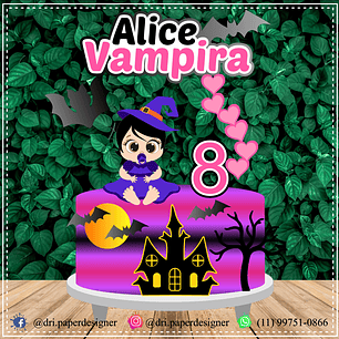Arquivo Topo de Bolo Halloween Baby Vampirina - EM CAMADAS