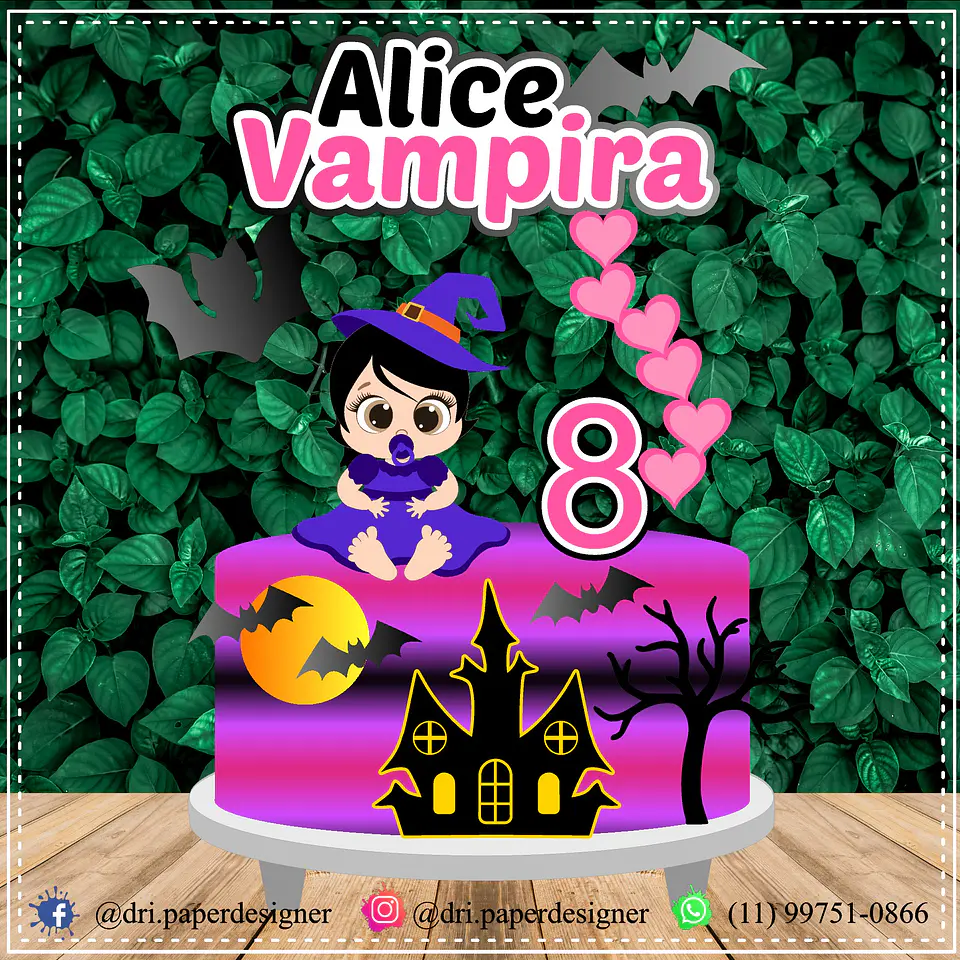 Arquivo Topo de Bolo Halloween Baby Vampirina - EM CAMADAS 1