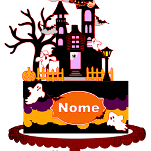 Arquivo Topo de Bolo Halloween Castelo Bruxinha Loira - EM CAMADAS