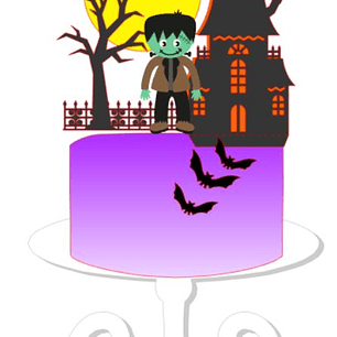 Arquivo Topo de Bolo Halloween Frankenstein - EM CAMADAS