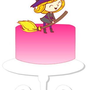 Arquivo Topo de Bolo Halloween Bruxinha na Vassoura - EM CAMADAS