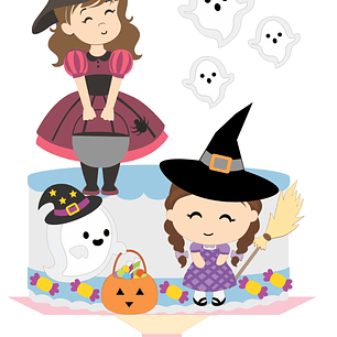 Arquivo Topo de Bolo Halloween Bruxinhas - EM CAMADAS