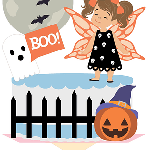 Arquivo Topo de Bolo Halloween Menina com Asas