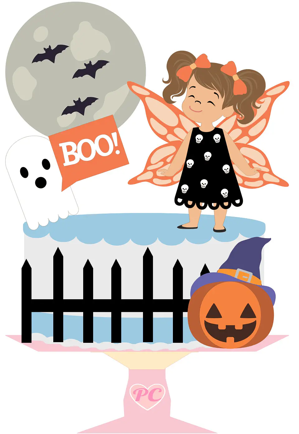 Arquivo Topo de Bolo Halloween Menina com Asas 1