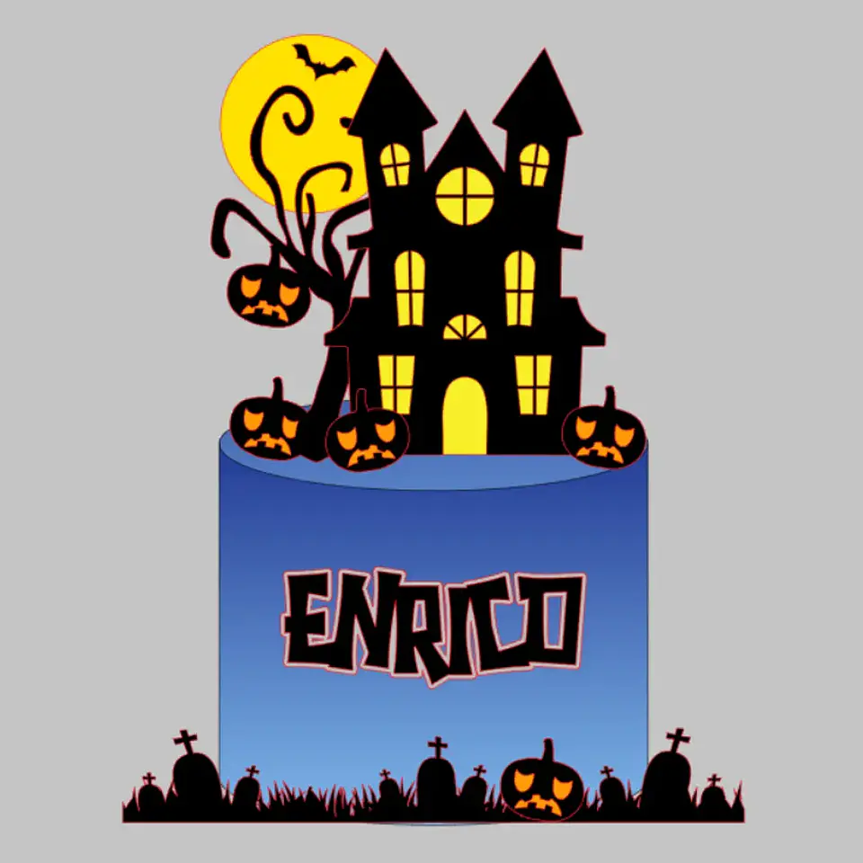 Arquivo Topo de Bolo Halloween Castelo - EM CAMADAS 1