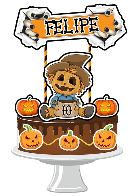 Arquivo Topo de Bolo Halloween Abóbora