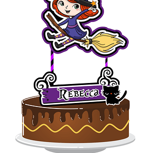 Arquivo Topo de Bolo Halloween Bruxinha na Vassoura