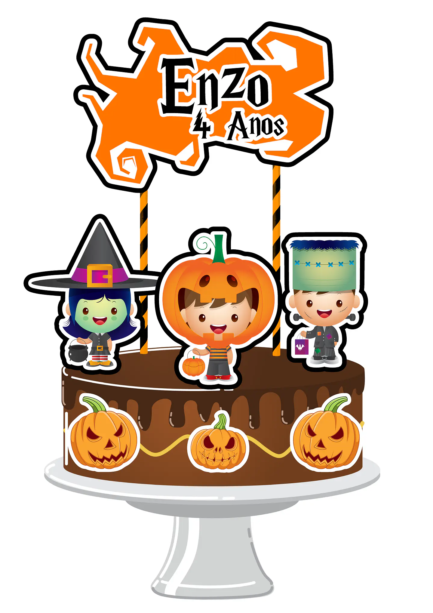 Arquivo Topo de Bolo Halloween Crianças Fantasiadas 1