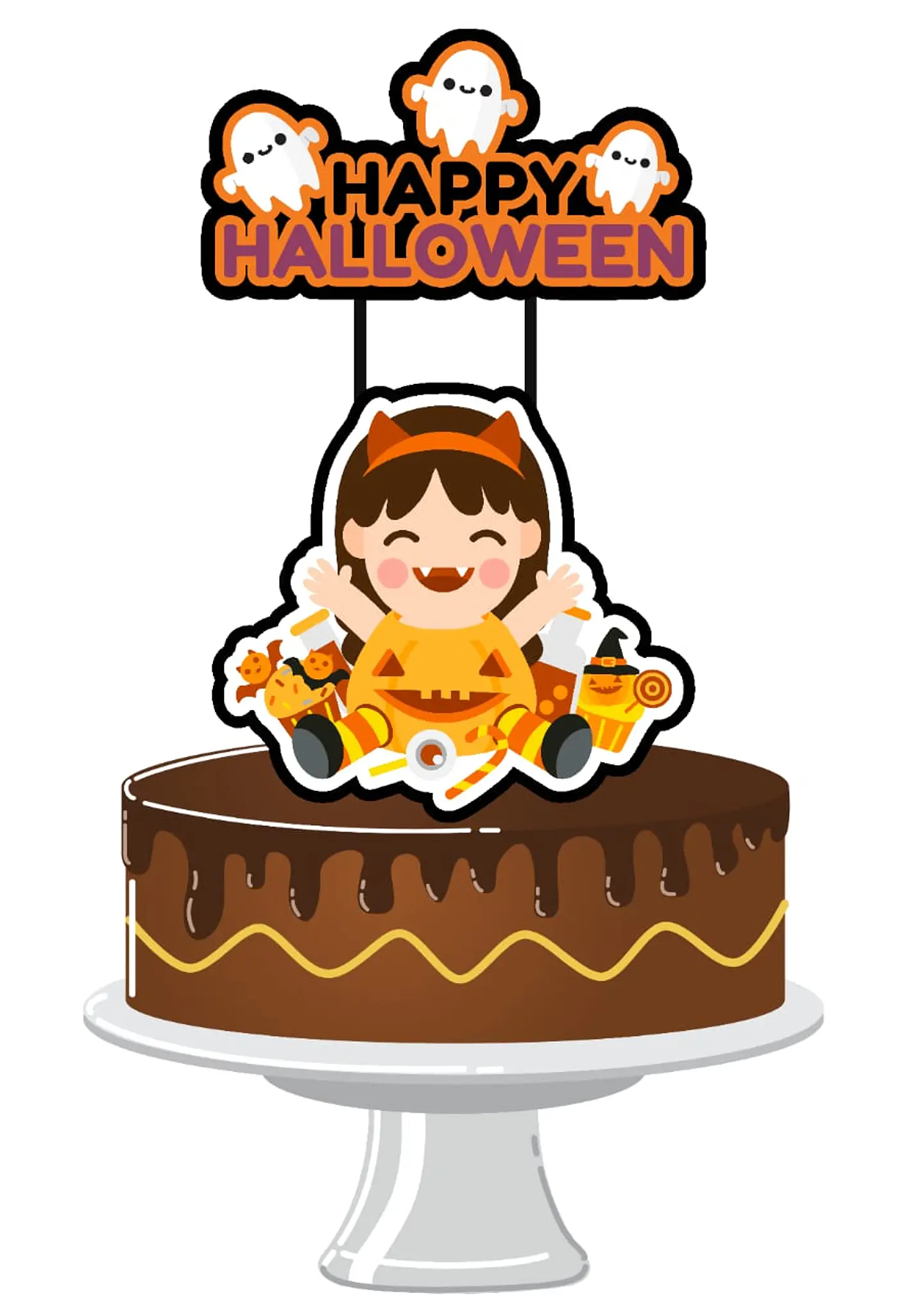 Arquivo Topo de Bolo Halloween Bonequinha doces 1