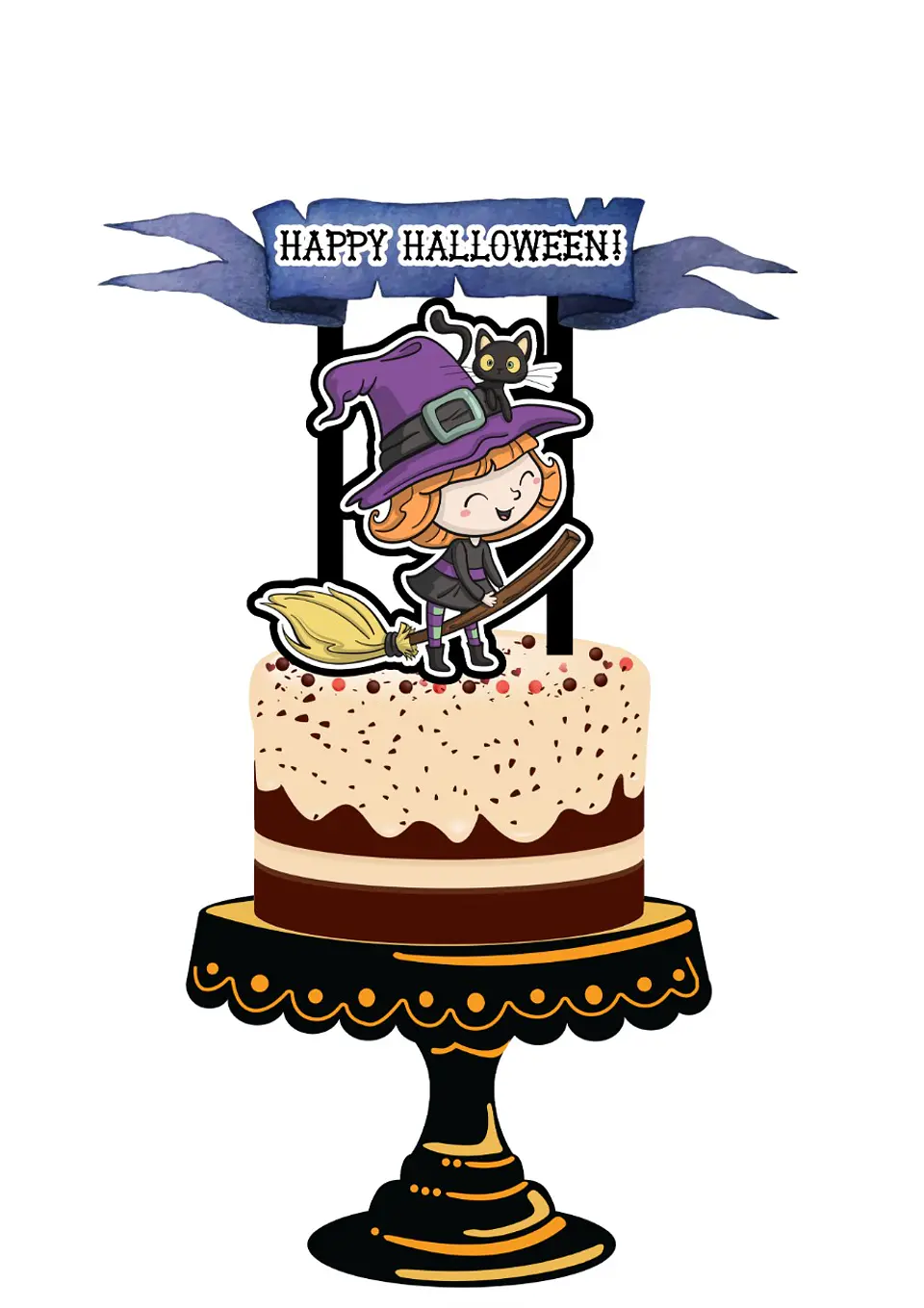 Arquivo Topo de Bolo Halloween Bruxinha 1