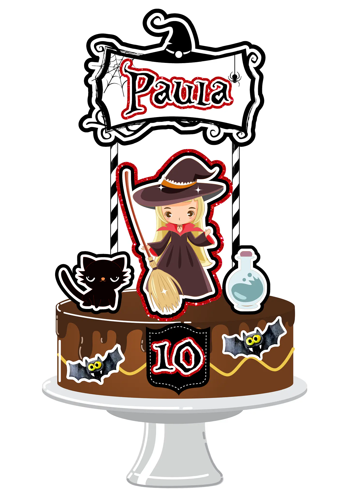 Arquivo Topo de Bolo Halloween Bruxinha Loira 1
