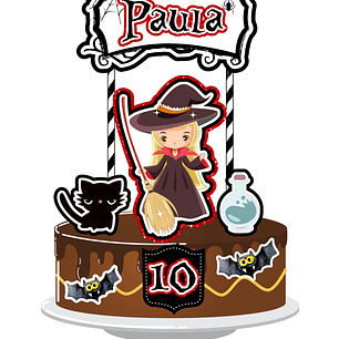 Arquivo Topo de Bolo Halloween Bruxinha Loira