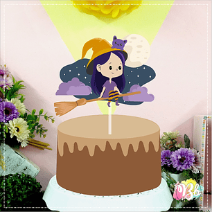 Arquivo Topo de Bolo Halloween Bruxinha BB - EM CAMADAS