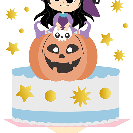 Arquivo Topo de Bolo Halloween Bruxinha na Abóbora - EM CAMADAS 1