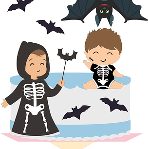 Arquivo Topo de Bolo Halloween Meninos Esqueleto