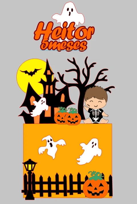 Arquivo Topo de Bolo Halloween Baby Esqueleto - EM CAMADAS