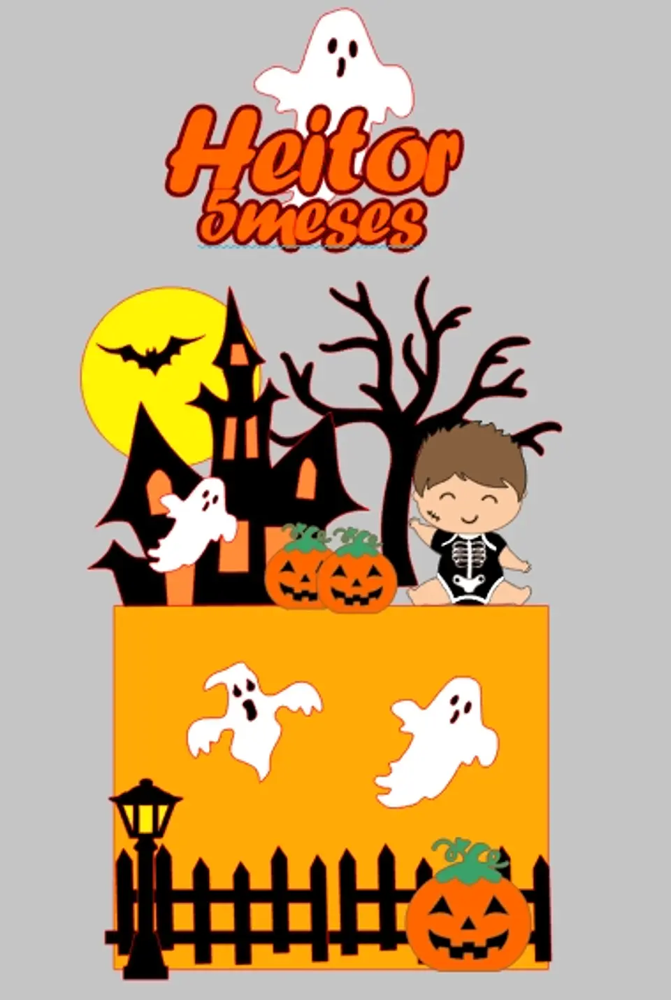 Arquivo Topo de Bolo Halloween Baby Esqueleto - EM CAMADAS 1
