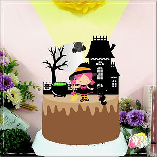 Arquivo Topo de Bolo Halloween Bruxinha bb - EM CAMADAS