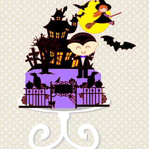 Arquivo Topo de Bolo Halloween Vampirinho - EM CAMADAS