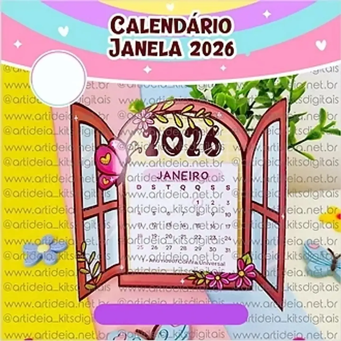 Arquivo Calendário Janela 2026 - Art Ideia 1