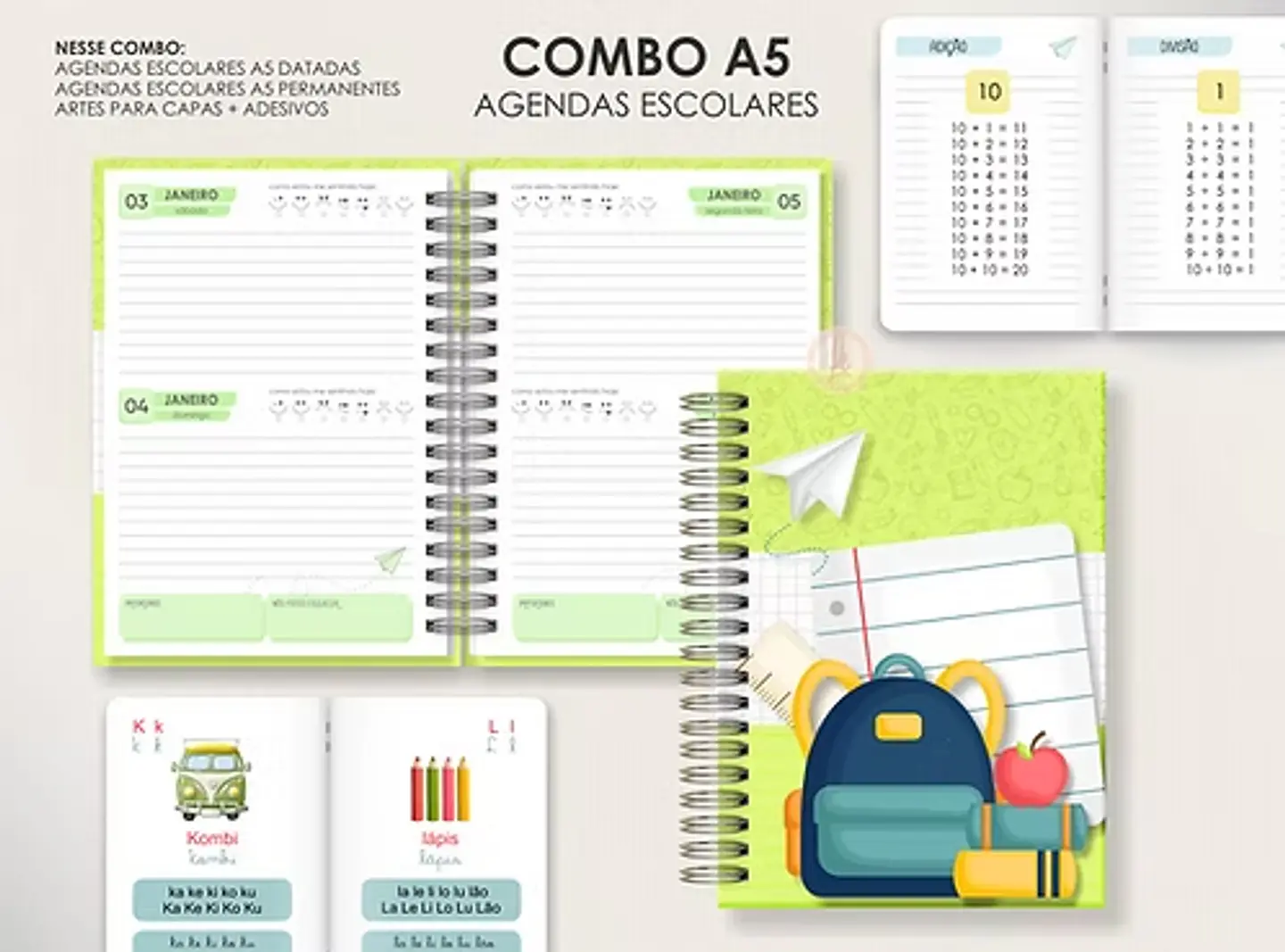 Arquivo Combo Agendas Escolares A5 - Moldes da Lê 1