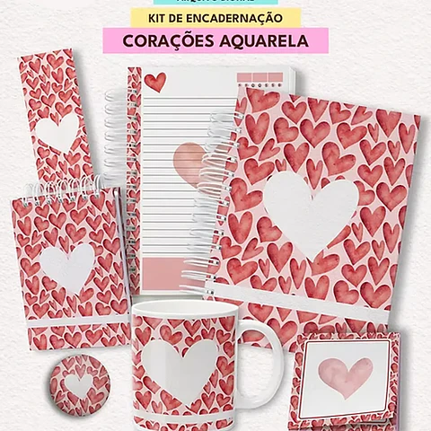 Arquivo Kit Coração Aquarela - Mascute