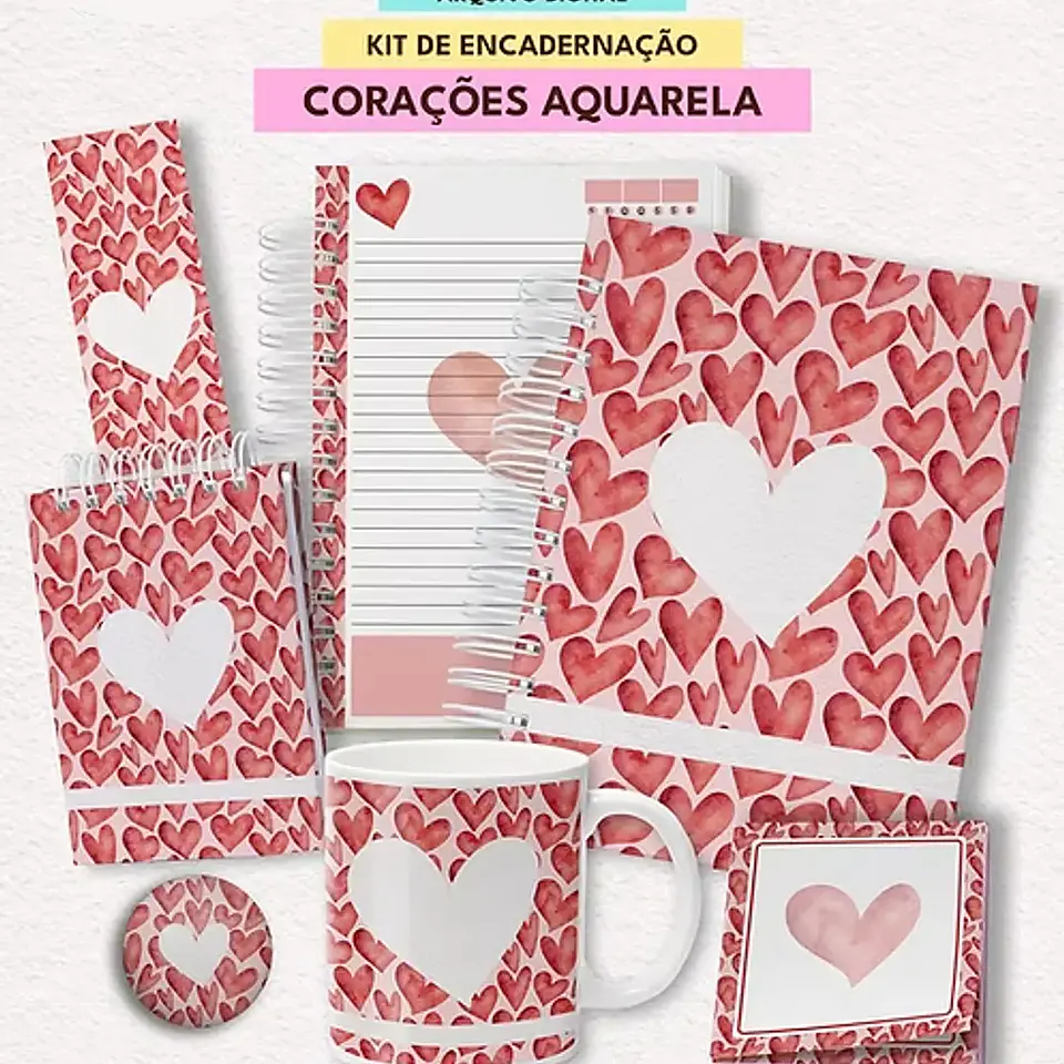 Arquivo Kit Coração Aquarela - Mascute 1
