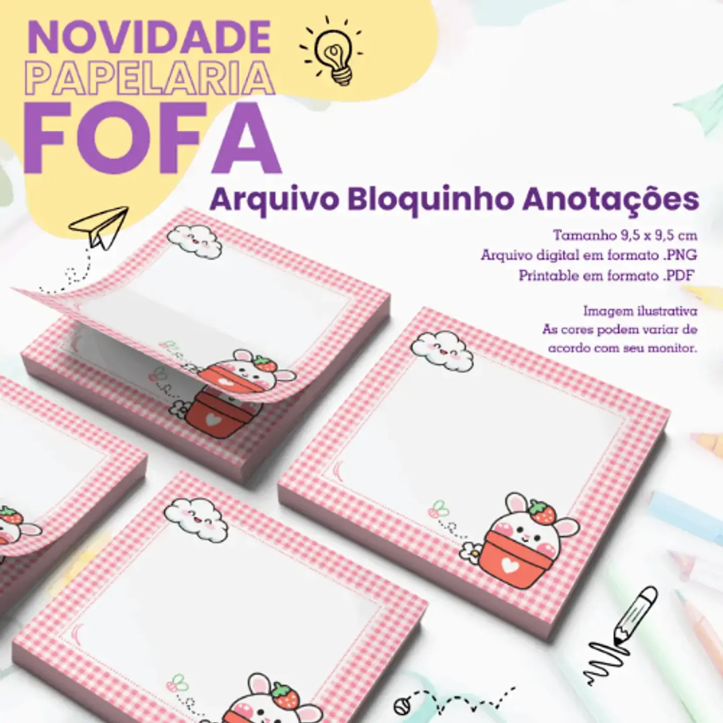 Arquivo Bloquinhos Coelhinho 9,5x9,5 - Cute Corte 1