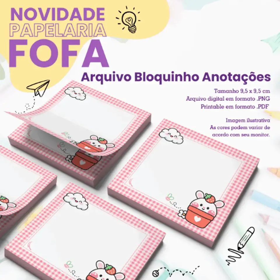 Arquivo Bloquinhos Coelhinho 9,5x9,5 - Cute Corte 1