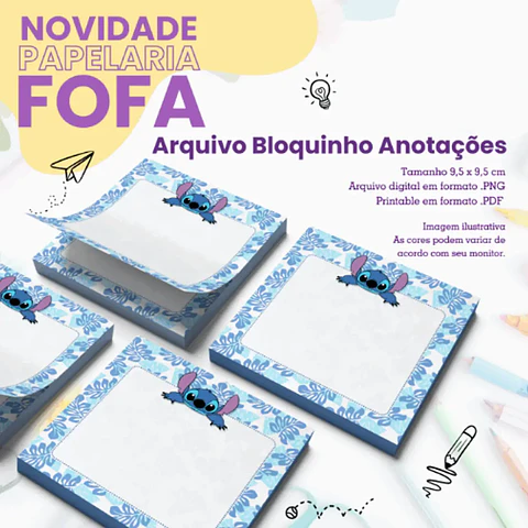 Arquivo Bloquinho Stitch Bloquinhos 9,5x9,5 - Cute Corte