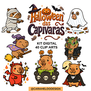 Kit Digital Capivaras Halloween - Caramelo Design