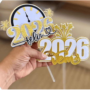 Arquivo Topo de Bolo Feliz 2026 e Vem 2026
