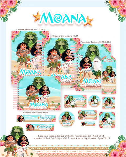 Arquivo Combo Moana Aquarela - Pamella