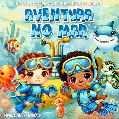 Kit Digital Aventura no Mar - MK Criativos