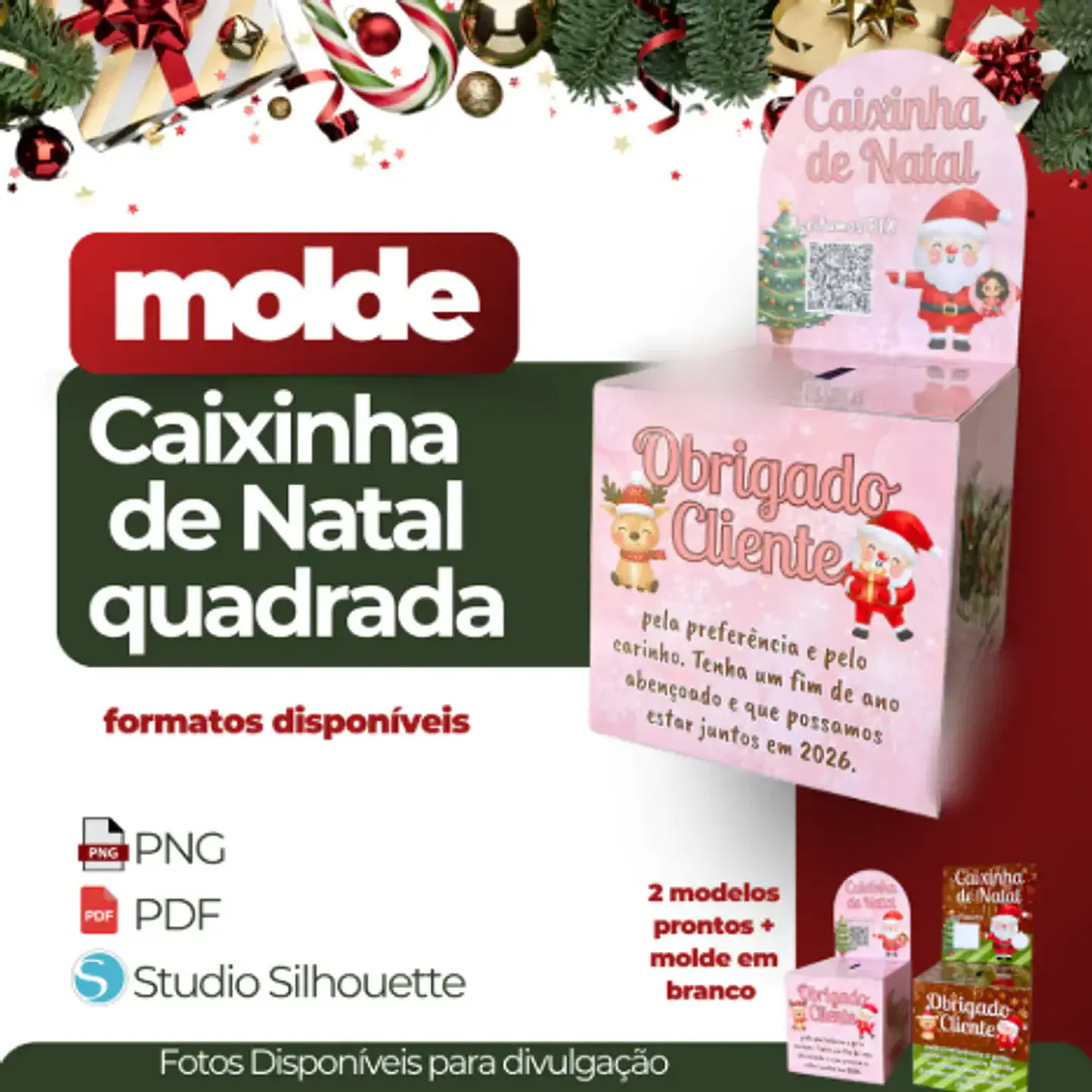 Arquivo Caixinha de Natal Quadrada - Fadinha Faz Arte 1