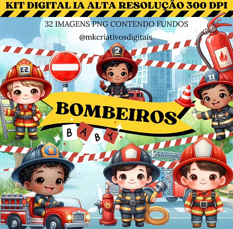 Kit Digital Bombeiros Baby - MK Criativos