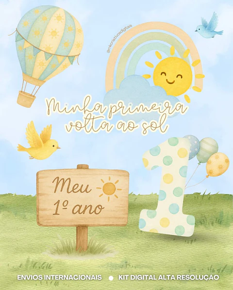 Kit Digital Minha Primeira Volta ao Sol - MK Criativos