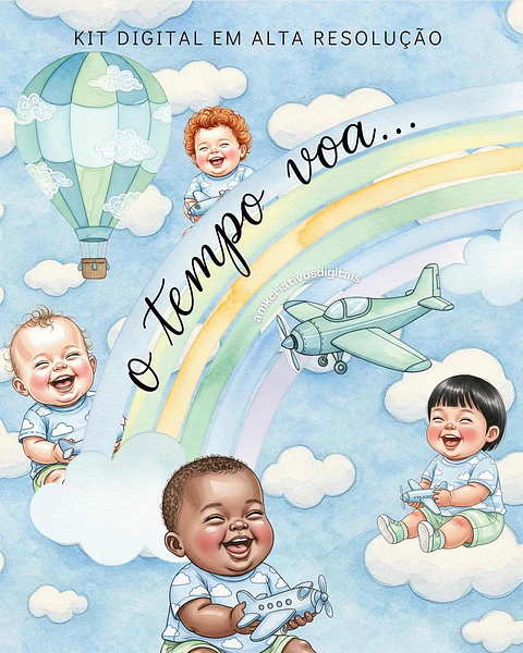 Kit Digital O Tempo Voa Masculino - MK Criativos