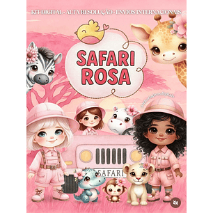 Kit Digital Safari Rosa Aquarela - MK Criativos