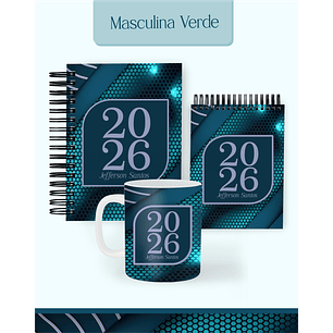 Arquivo Combo Encadernação Masculina Verde 2026 - Pamella