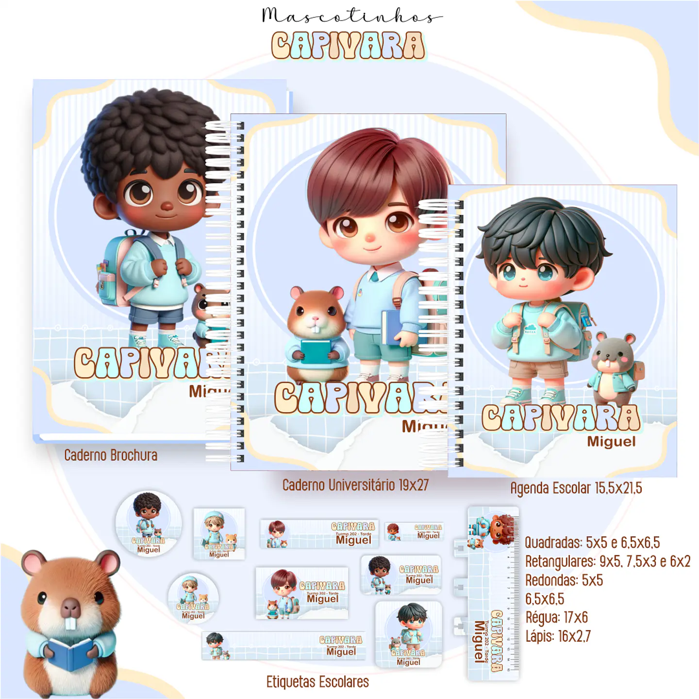 Arquivo Combo Escolar Mascotes IA 2026 - 15 Temas - Pamella 2